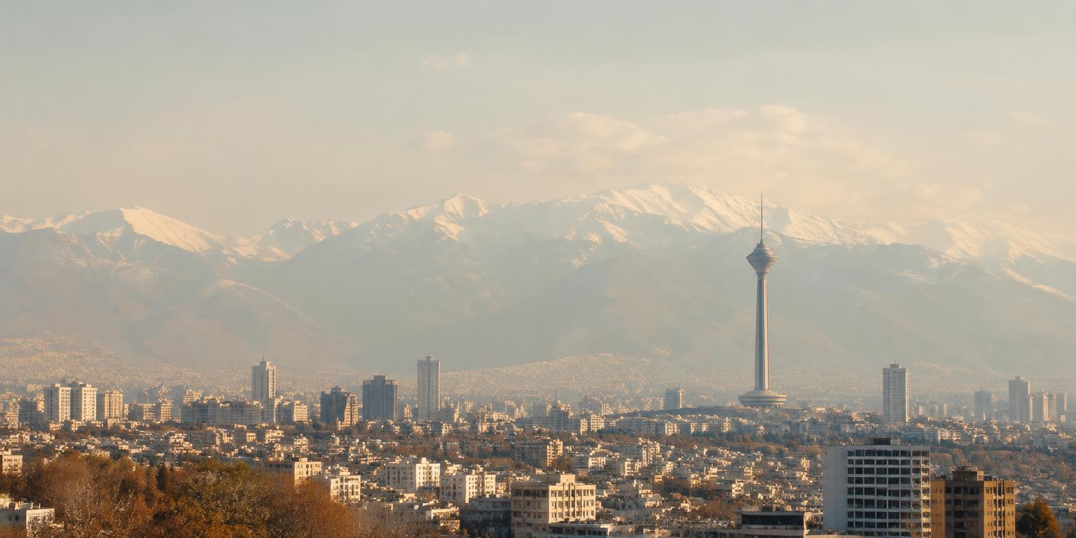 City skyline with mountains in the distance