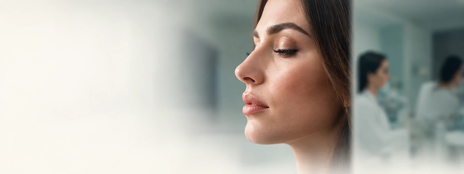 Profile portrait of a woman in a calm clinic setting